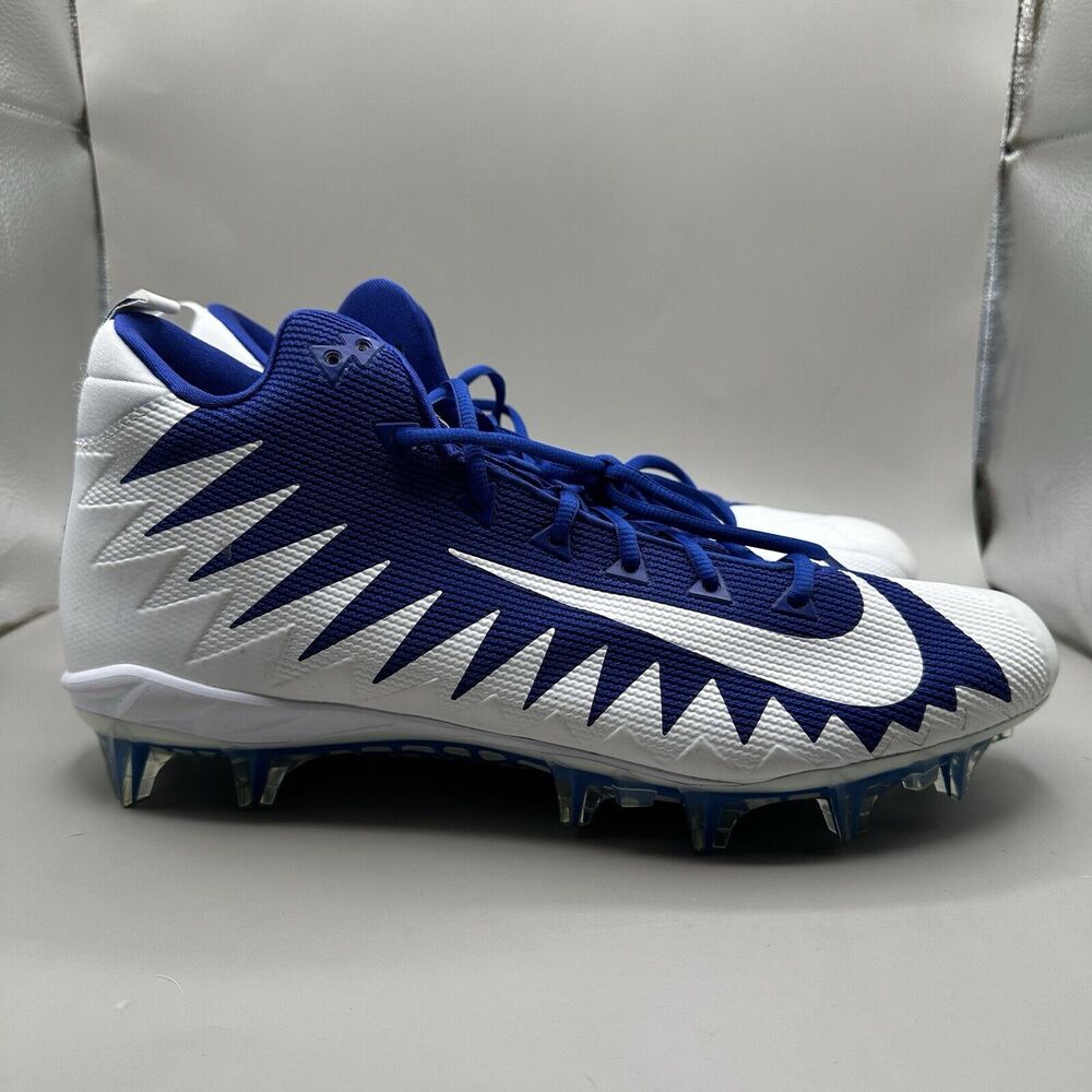 Nike Alpha Menace Pro Mid Football Cleats White Blue 866012-409 Size 15 US
